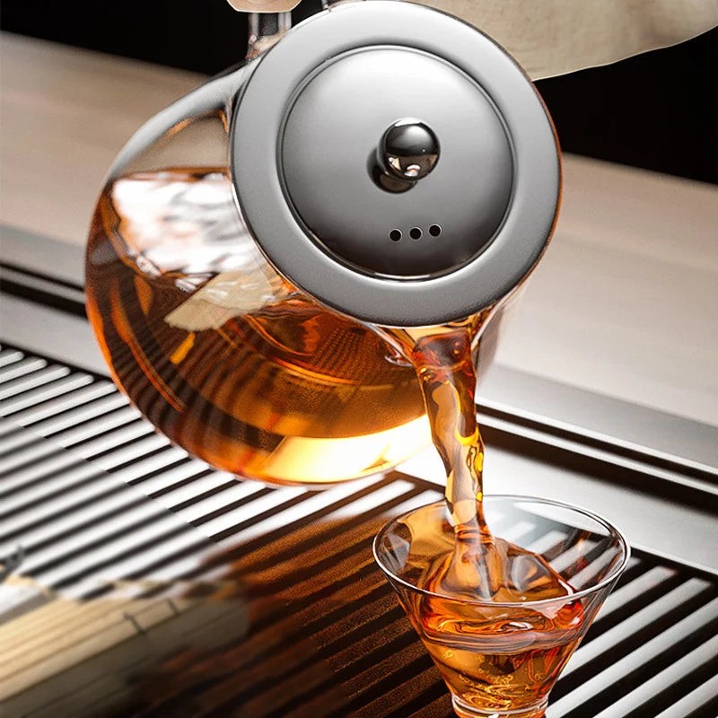 Heat-Resistant Glass Teapot with Stainless Steel Infuser, 401-500ml Kung Fu