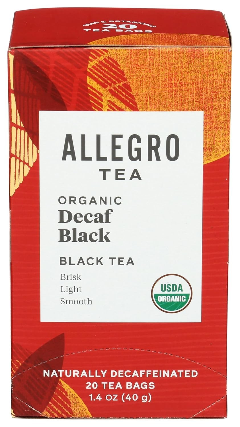Organic Decaf Black Tea Bags 20 Count Naturally Brisk Flavor Great for Brewing