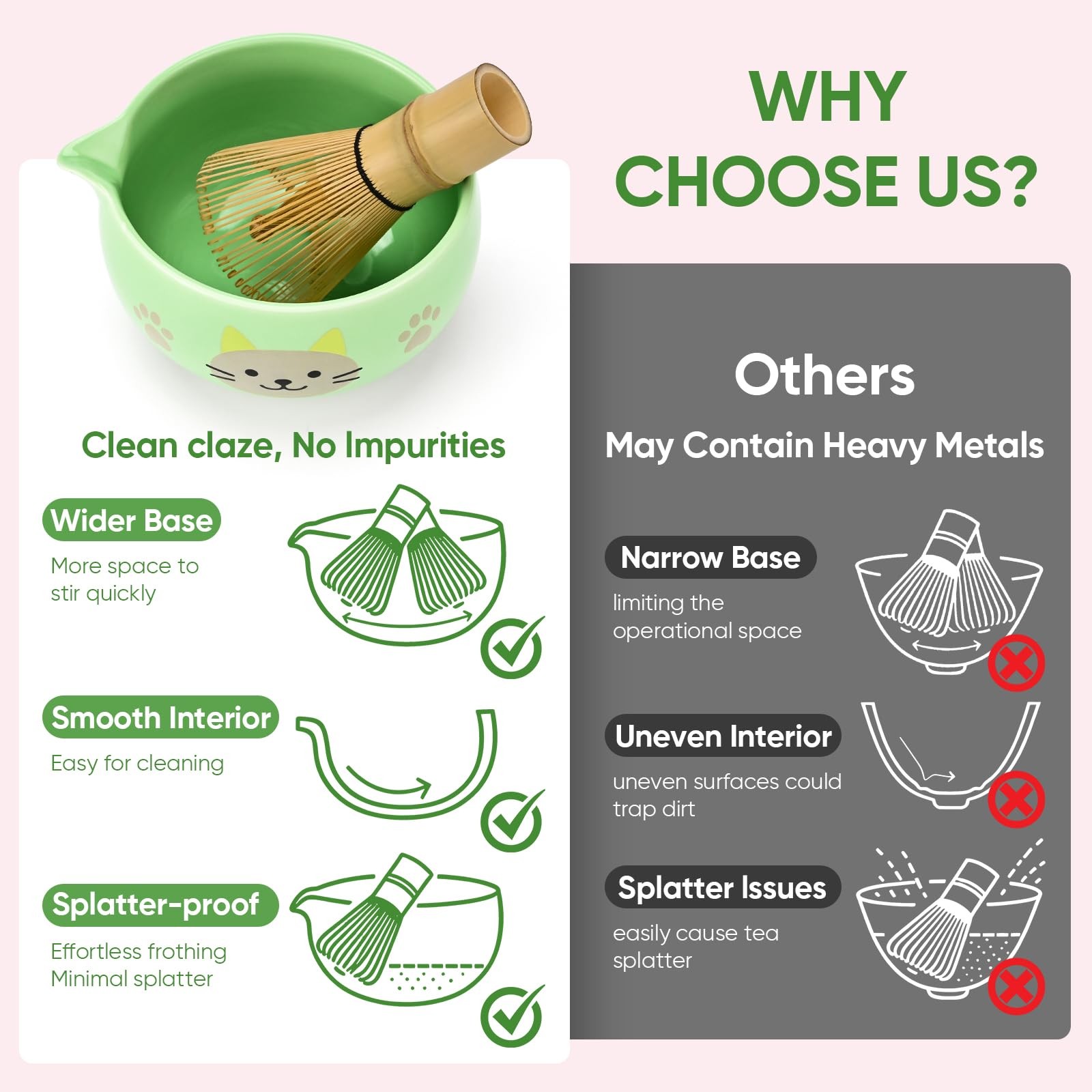 Vanmiya Matcha Whisk Set, 8Pcs Matcha Set for Ceremony, Matcha Whisk and Ceramic