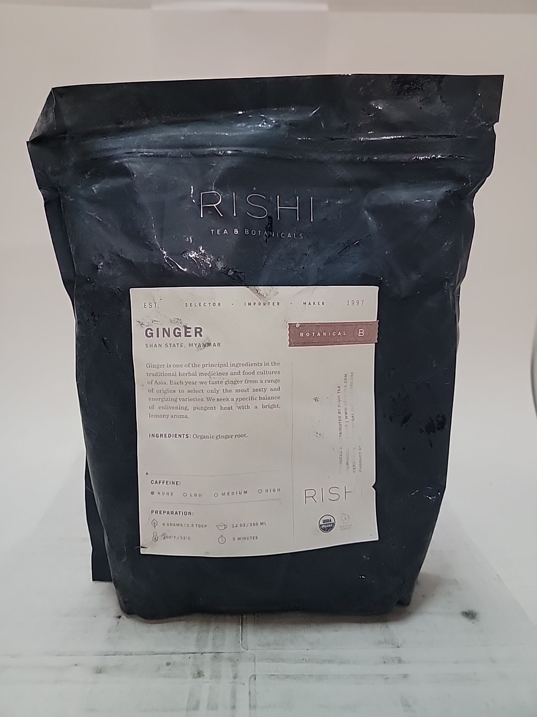 Rishi Tea Ginger Herbal Tea – Organic, Caffeine Free Loose Leaf, Exp1/27