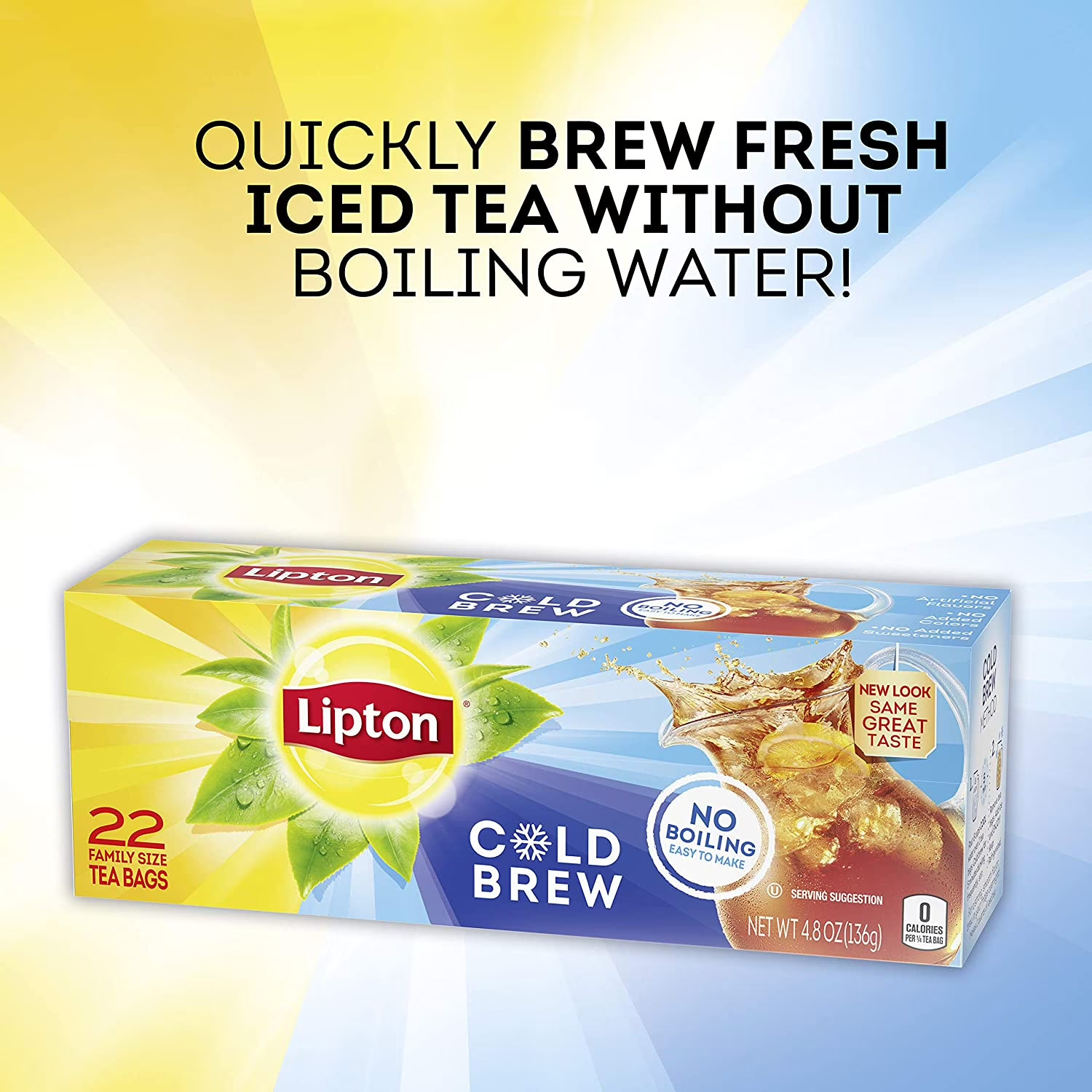 6pk Lipton Cold Brew Iced tea, ZeroCalories, no boiling needed, 22 Total TeBags
