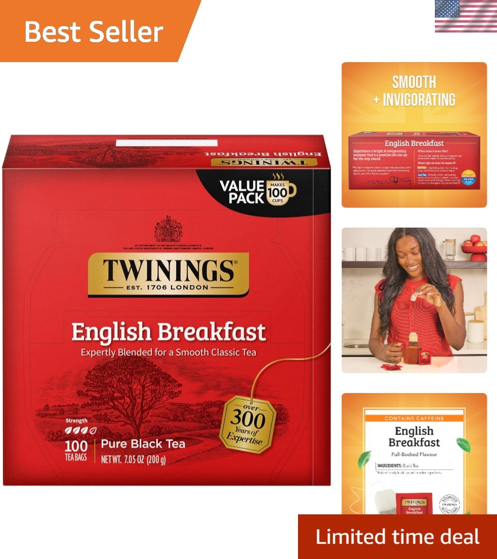 Taste Tradition: 100 Count English Breakfast Tea with Unique Ginger & Lemon Peel