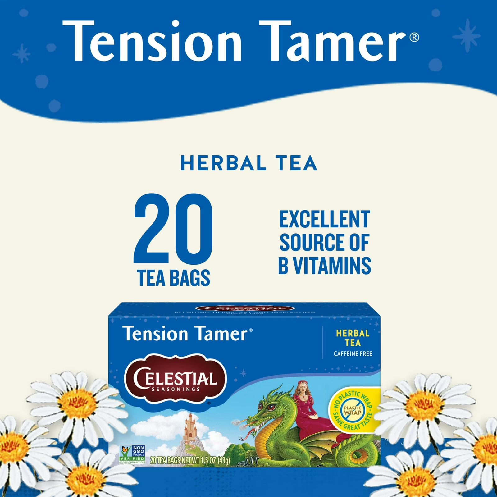 Herbal Tea, Tension Tamer®, Caffeine Free, 20 Tea Bags, 1.5 oz (43 g)