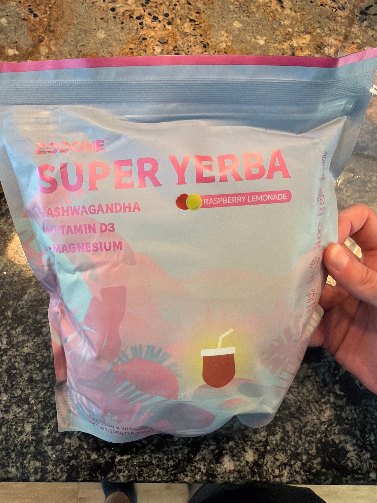 ZOOGONE Super Yerba Raspberry Lemonade Ashwagandha Energy Brain Fog 20 Packets