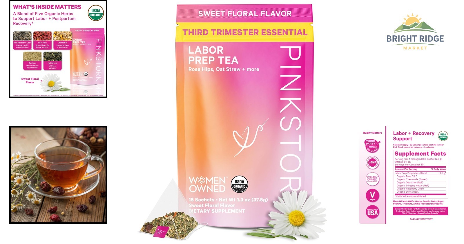 Sweet Floral Tea Blend for Third Trimester Pregnancy and Postpartum Recovery