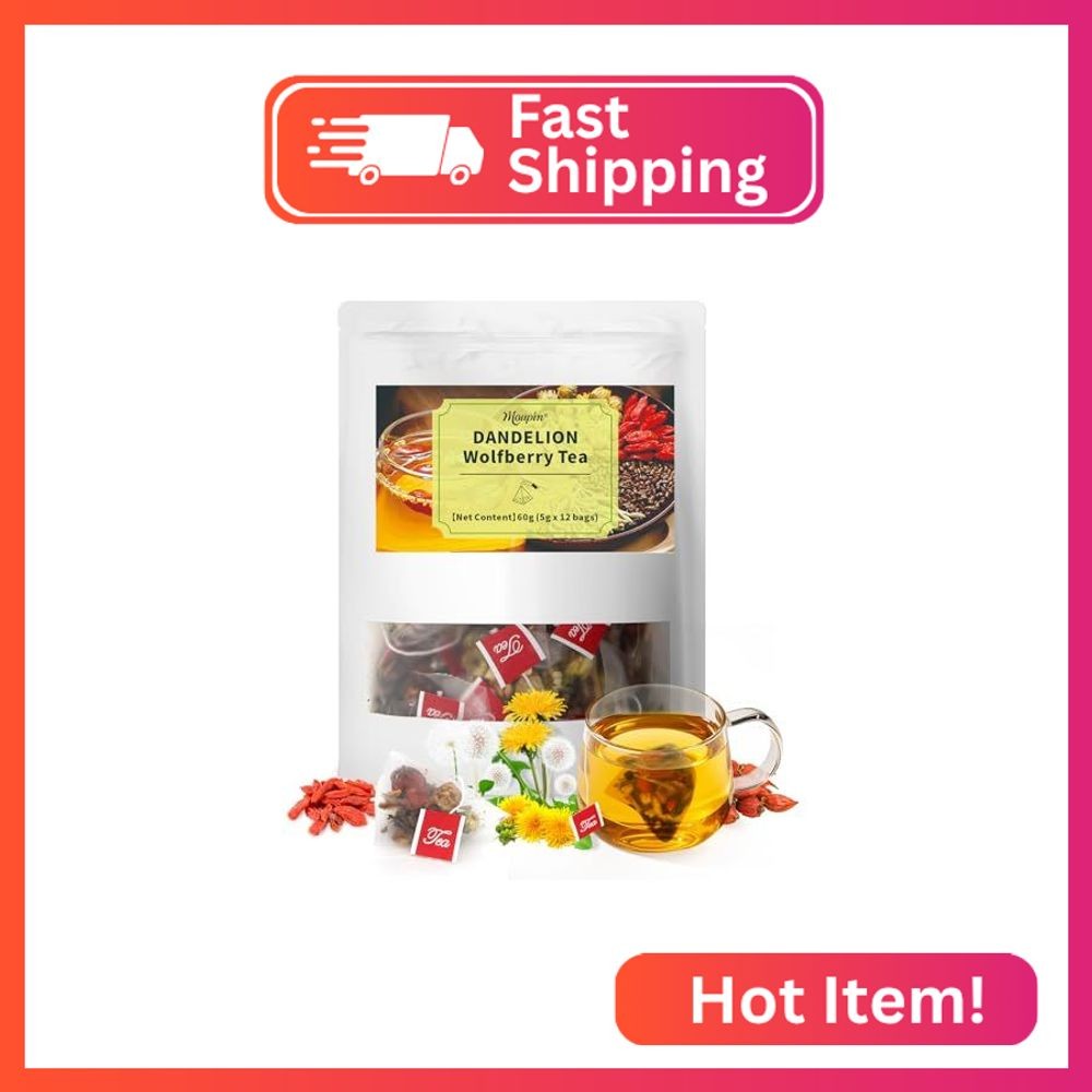 MQUPIN 12Pcs Dandelion Wolfberry Tea-10 Herbal Ingredients Blend, 5g/Bag,Kidney&