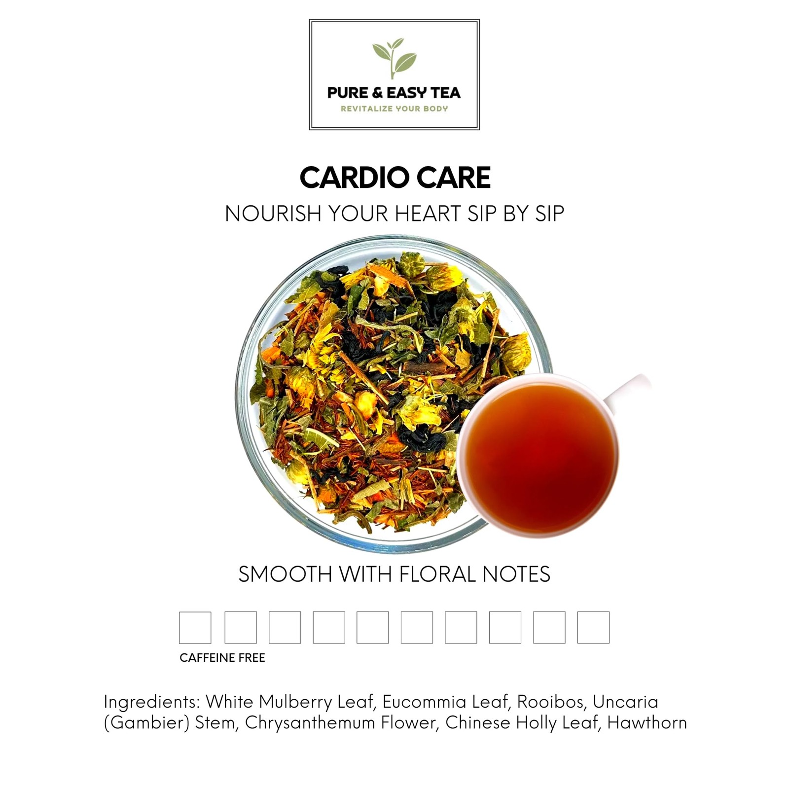Pure And Easy Tea, Cardio Care, Advanced Heart Circulatory Support Tea, Caff…