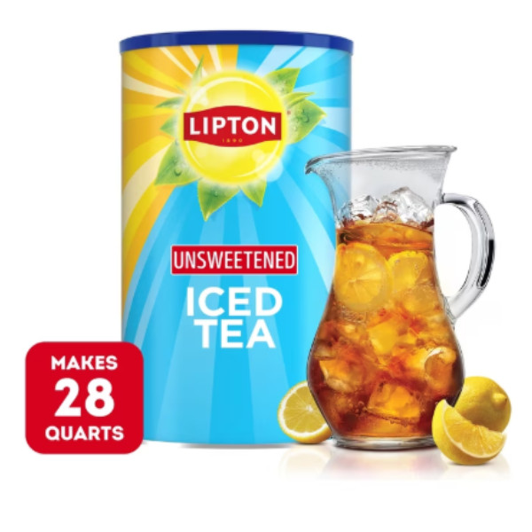 (Pack of 1) Lipton Unsweetened Black Tea Iced Tea Mix, 28 Quarts – USA