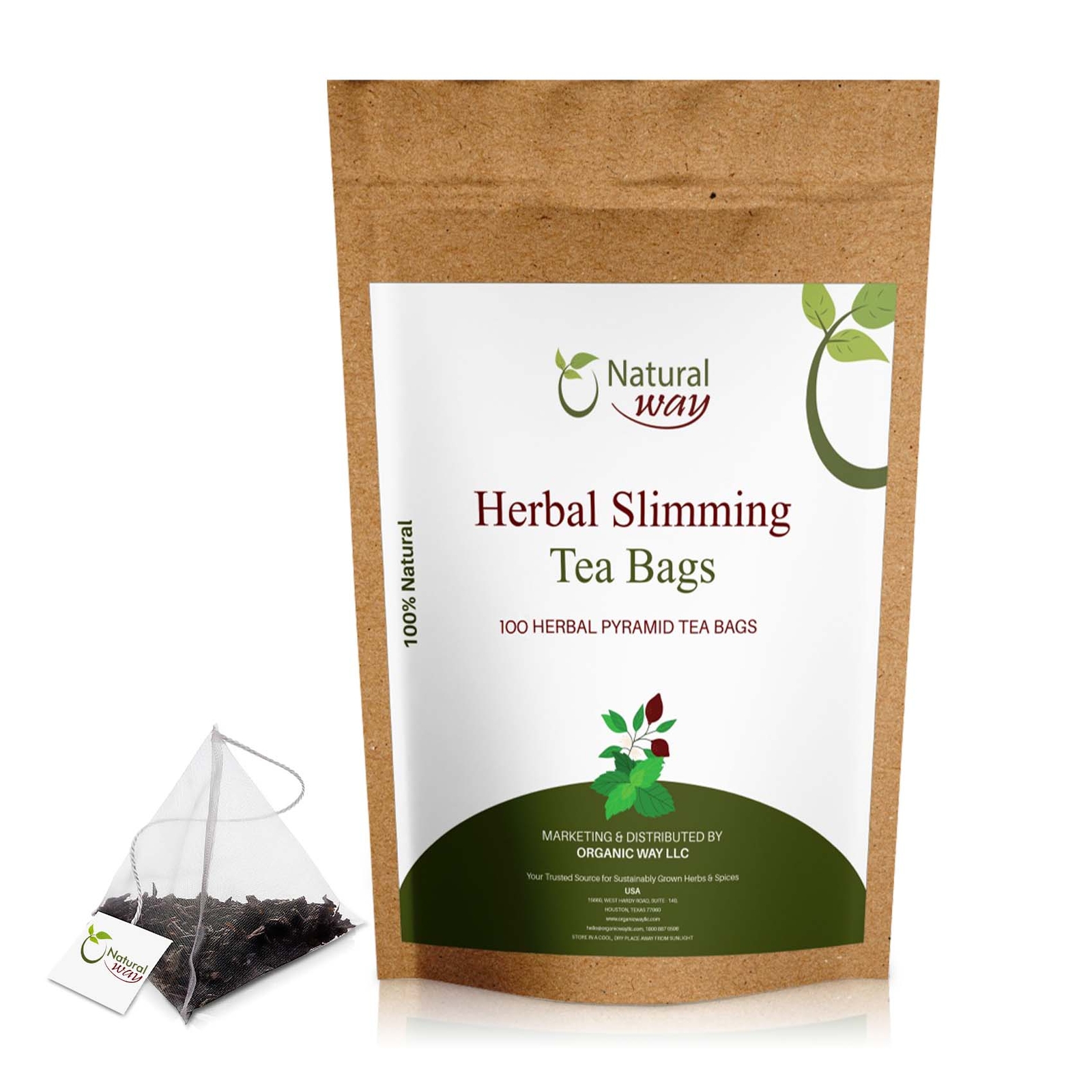 Pyramid Herbal Slimming Tea Bags | ECO Conscious Packaging | 4.5 Oz (Pack of 50)
