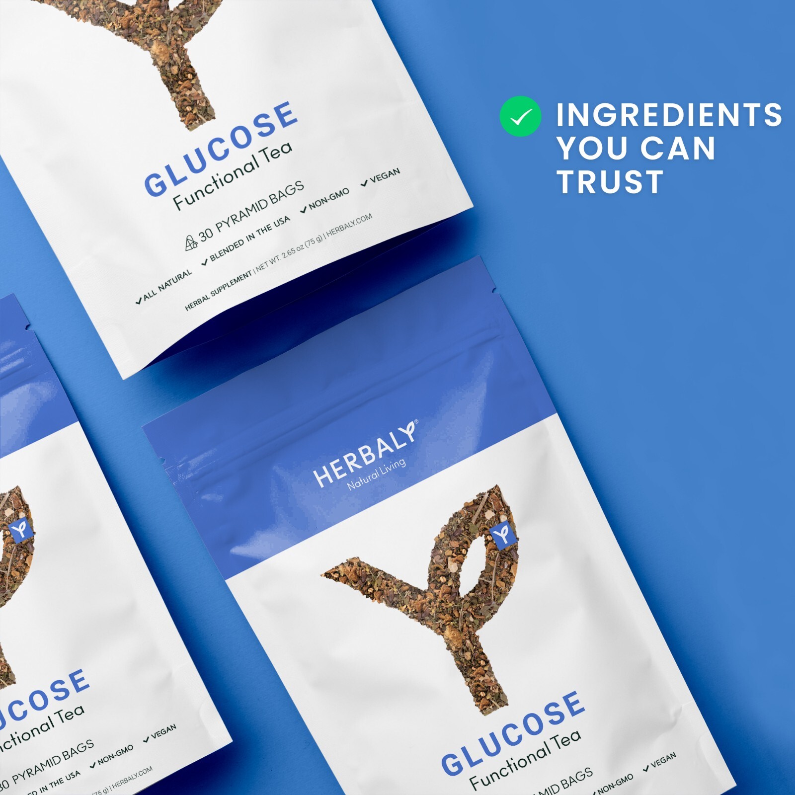 HERBALY Glucose Functional Tea Organic Blood Sugar Wellness