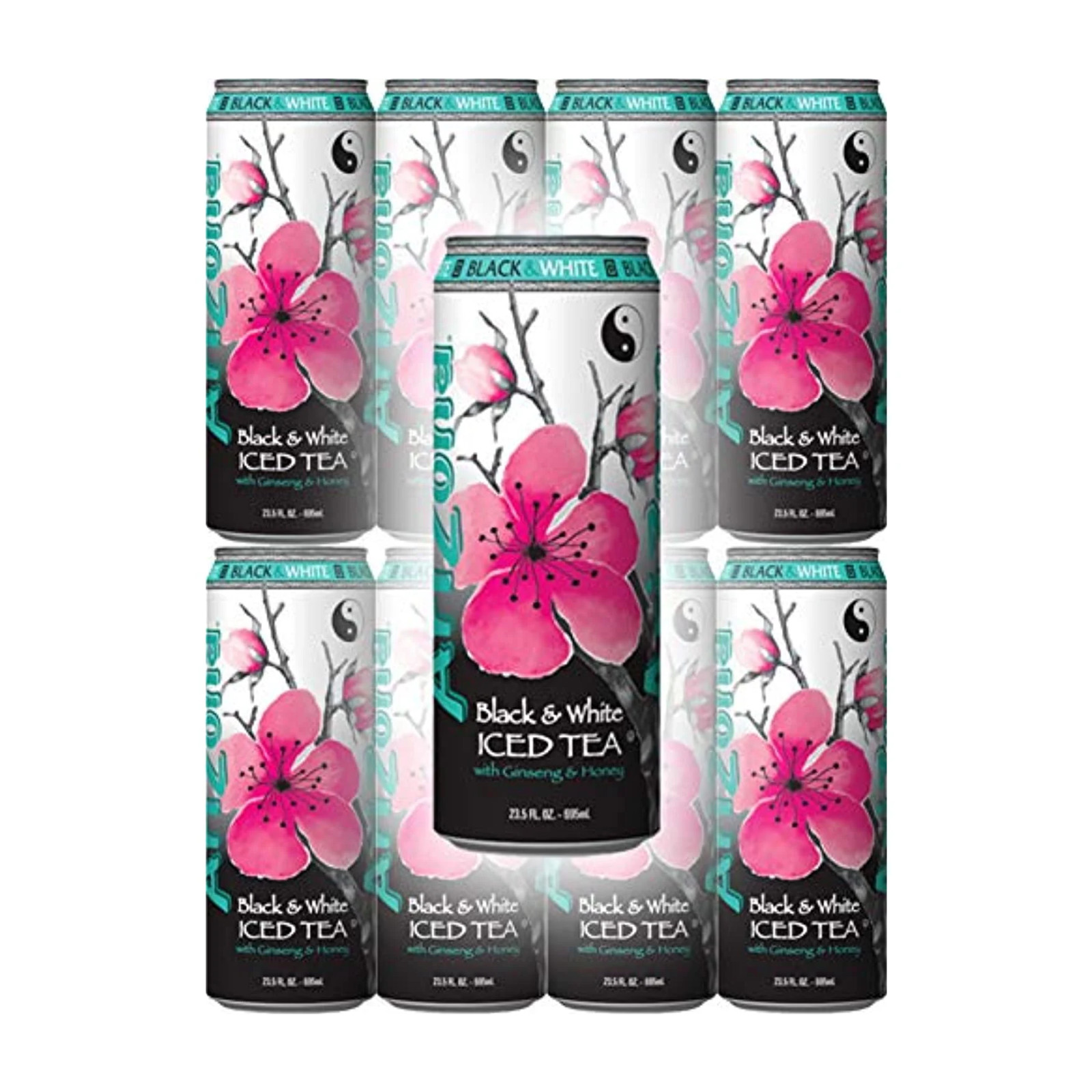 Arizona Tea Black And White, 22 Fl Oz Tall Cans (Pack Of 8,)