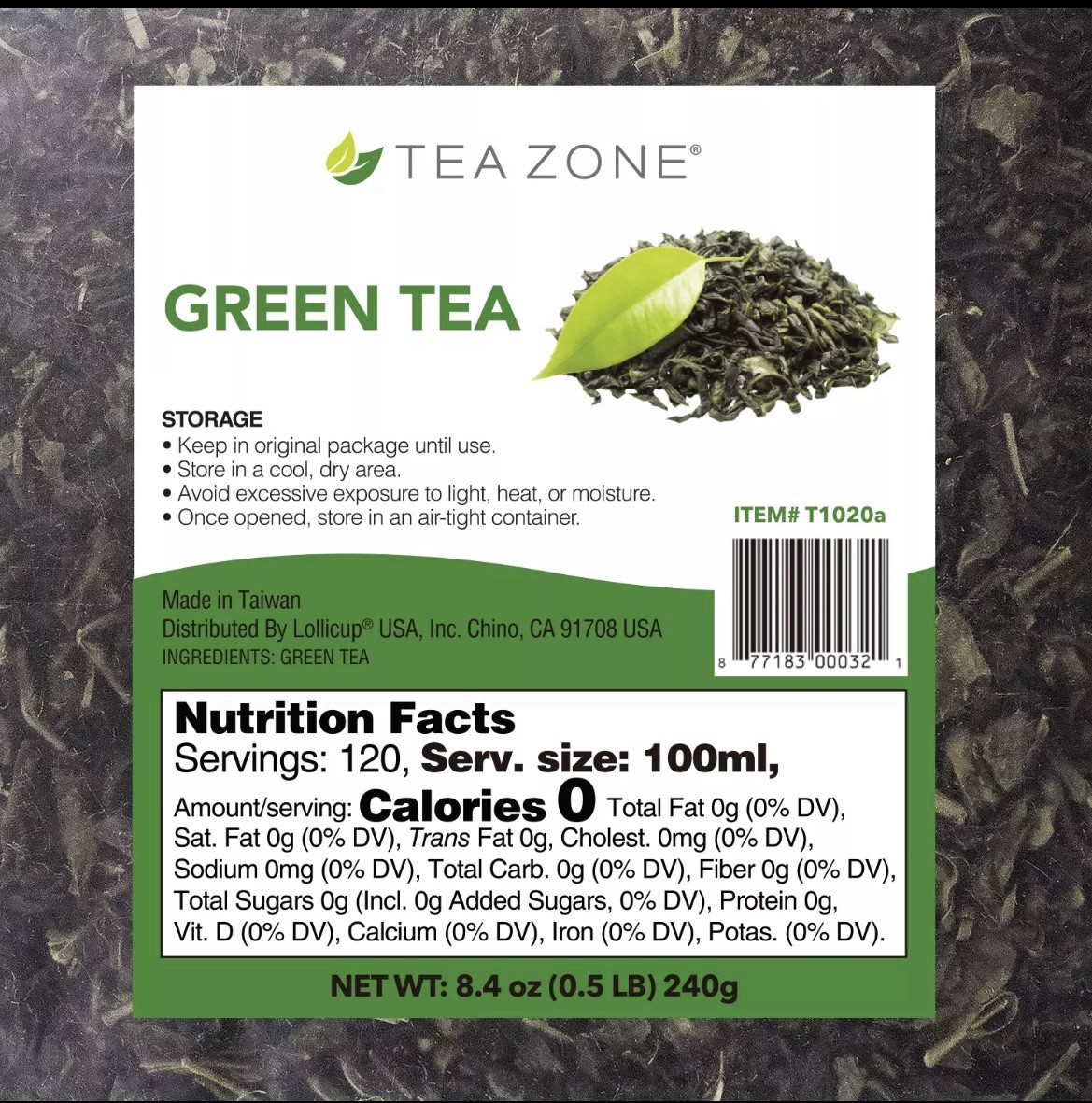 Green and/or Black Tea Zone Tea Leaves T1020 & T1030
