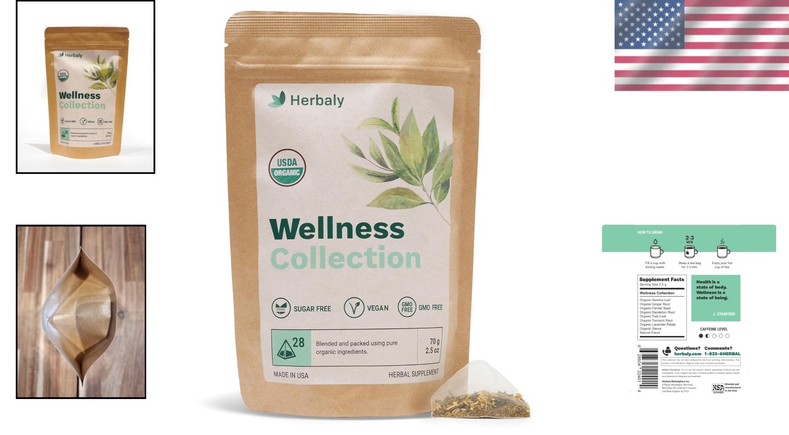 Herbal Ginger Tea for Digestion & Immunity – 28 Servings in Biodegradable Bags
