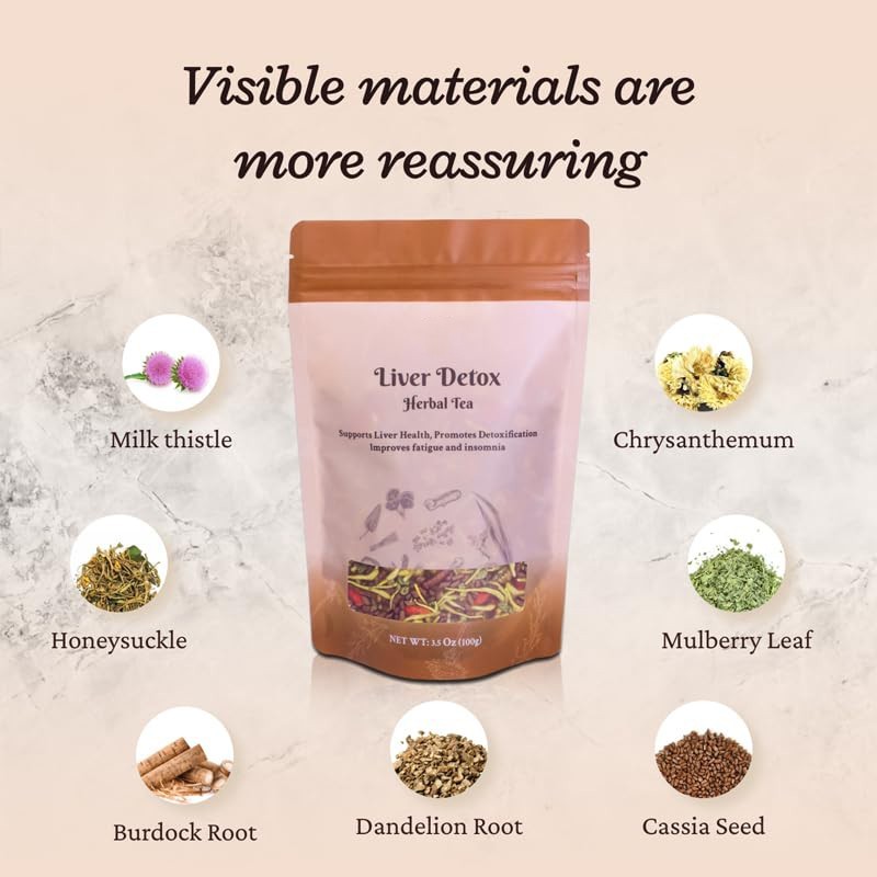 Liver Support Herbal Tea, 9 Ingredients, Daily Liver Health Tea (15 Cups) 100g