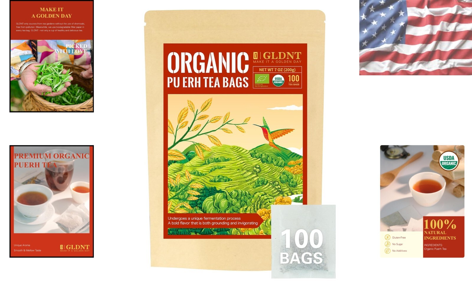 100 Count Organic Pu-erh Tea Bags – Mellow & Invigorating Dark Tea Experience