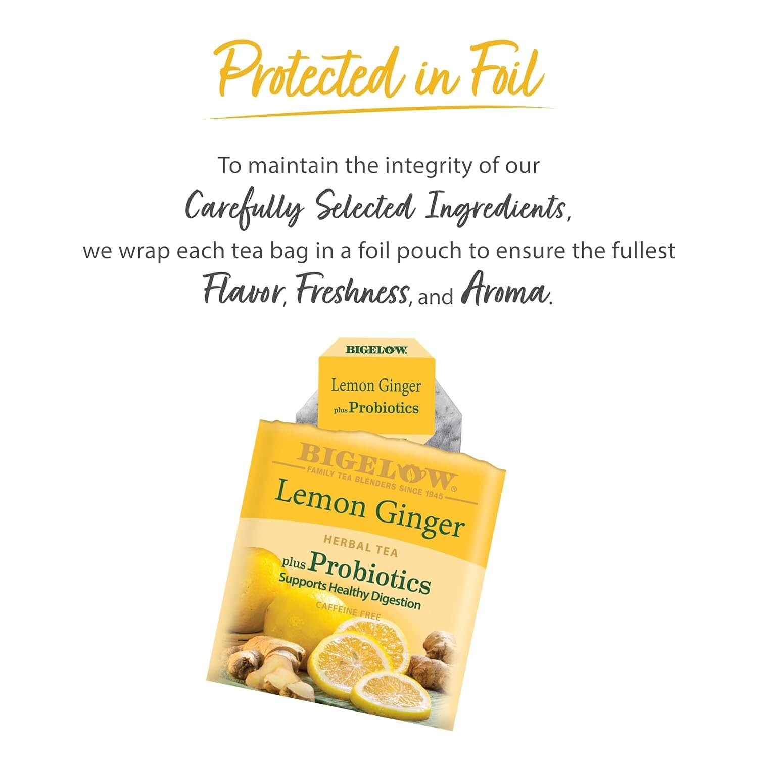 Probiotic Lemon Ginger Tea Bags – 108 Count | Digestive Support & Relaxation