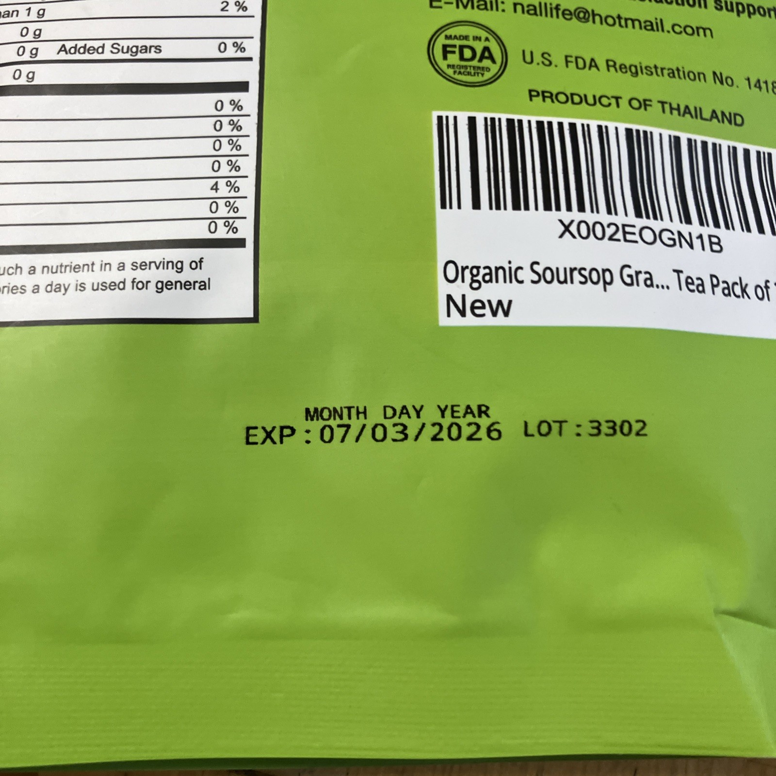 NalLife Organic Soursop Graviola Leaves Tea 30 Bags 7/3/2026 Caffeine Free