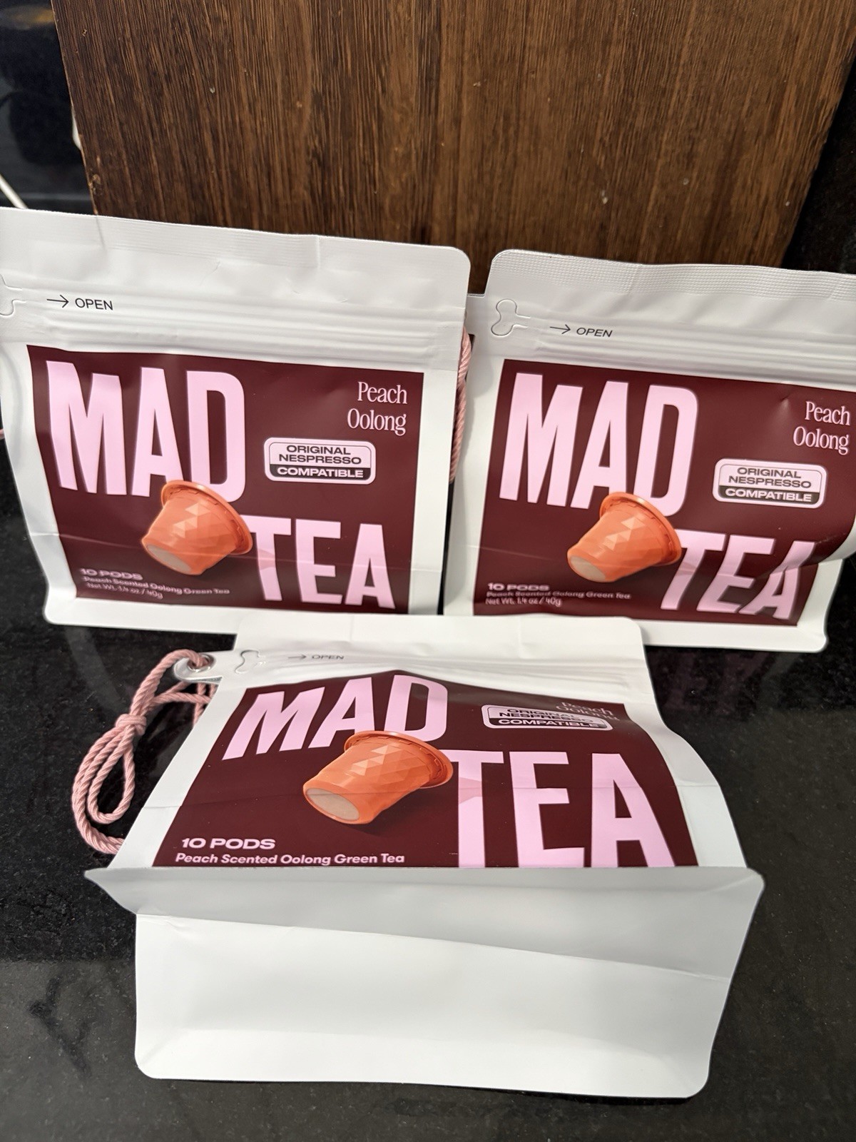 MAD TEA Peach Oolong Tea Pods – 30 Count (3 Packs of 10) – Nespresso Compatible