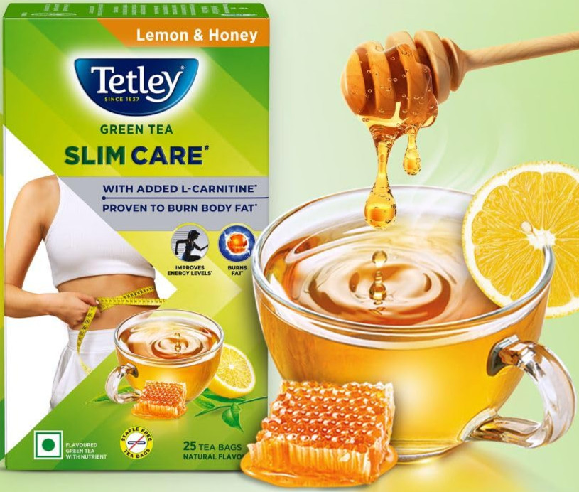 Tetley Green Tea Slim Care Lemon and Honey 25 cup Burn Body Fat,Boost Energy