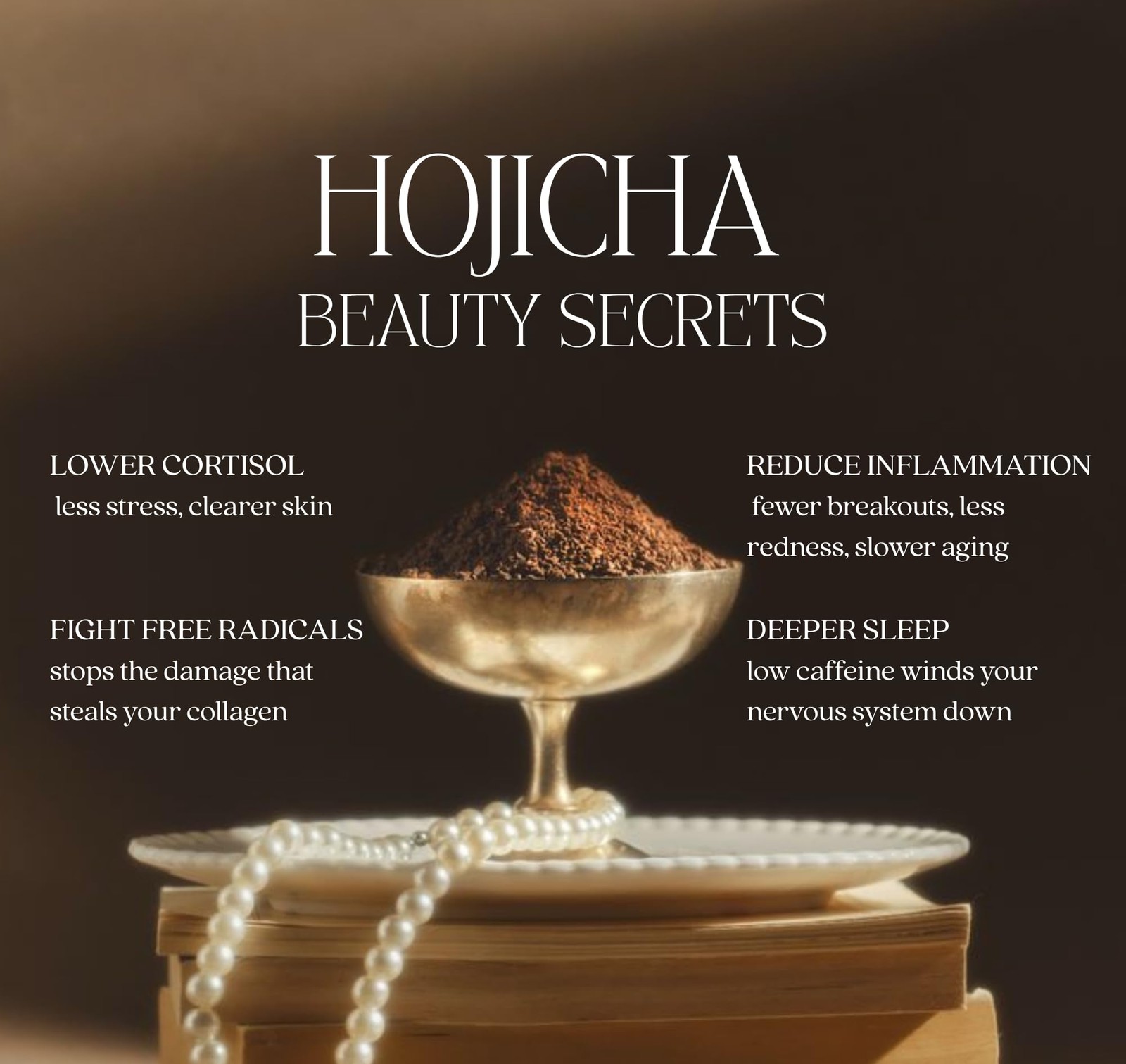 Organic Hojicha Powder 80g – Low Caffeine, Stone-Milled Dark Roast – Japanese