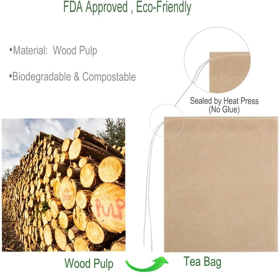 100 Pack of Compostable Loose Tea Filter Bags – Perfect for Brewing with Ease