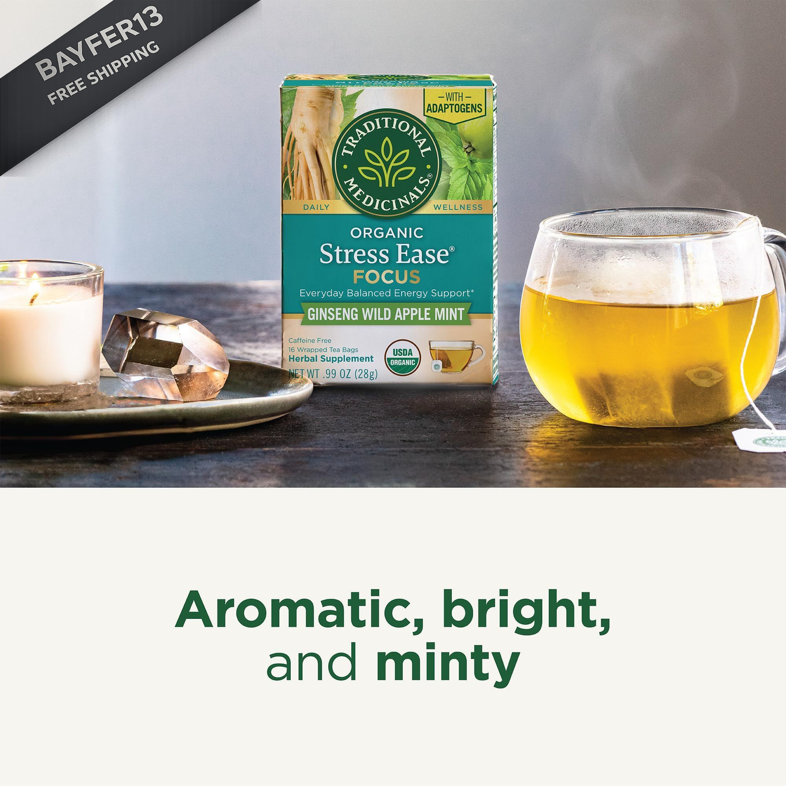 Traditional Medicinals Organic, Stress Ease Focus, 16 Count (Pack of 1)