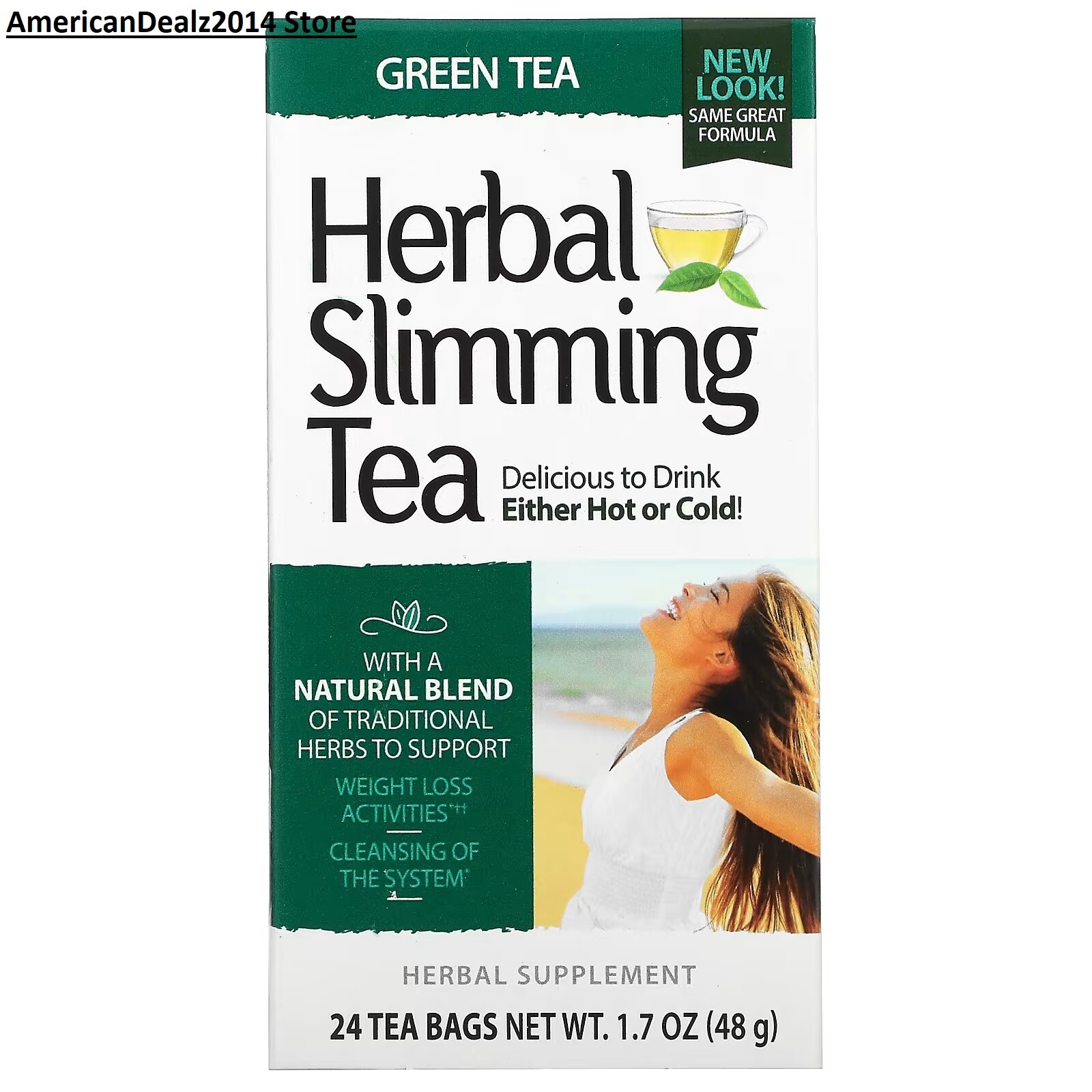 21st Century, Herbal Slimming Tea, 24 Tea Bags, 1.7 oz FRESH HERBAL Supplement