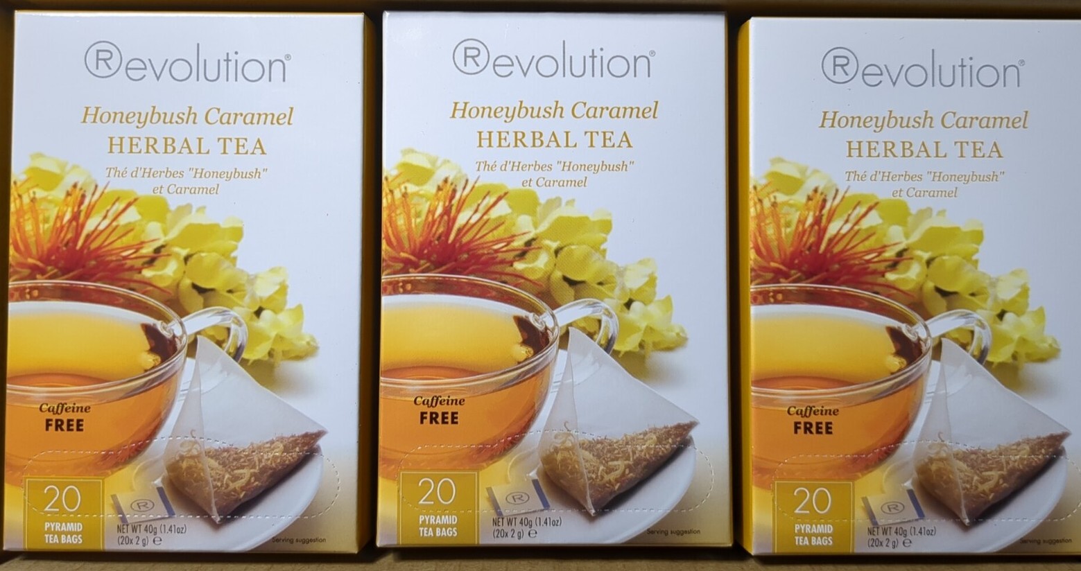 Revolution Honeybush Caramel Herbal Tea -(3 Boxes) 60 Bags NEW *See Description*