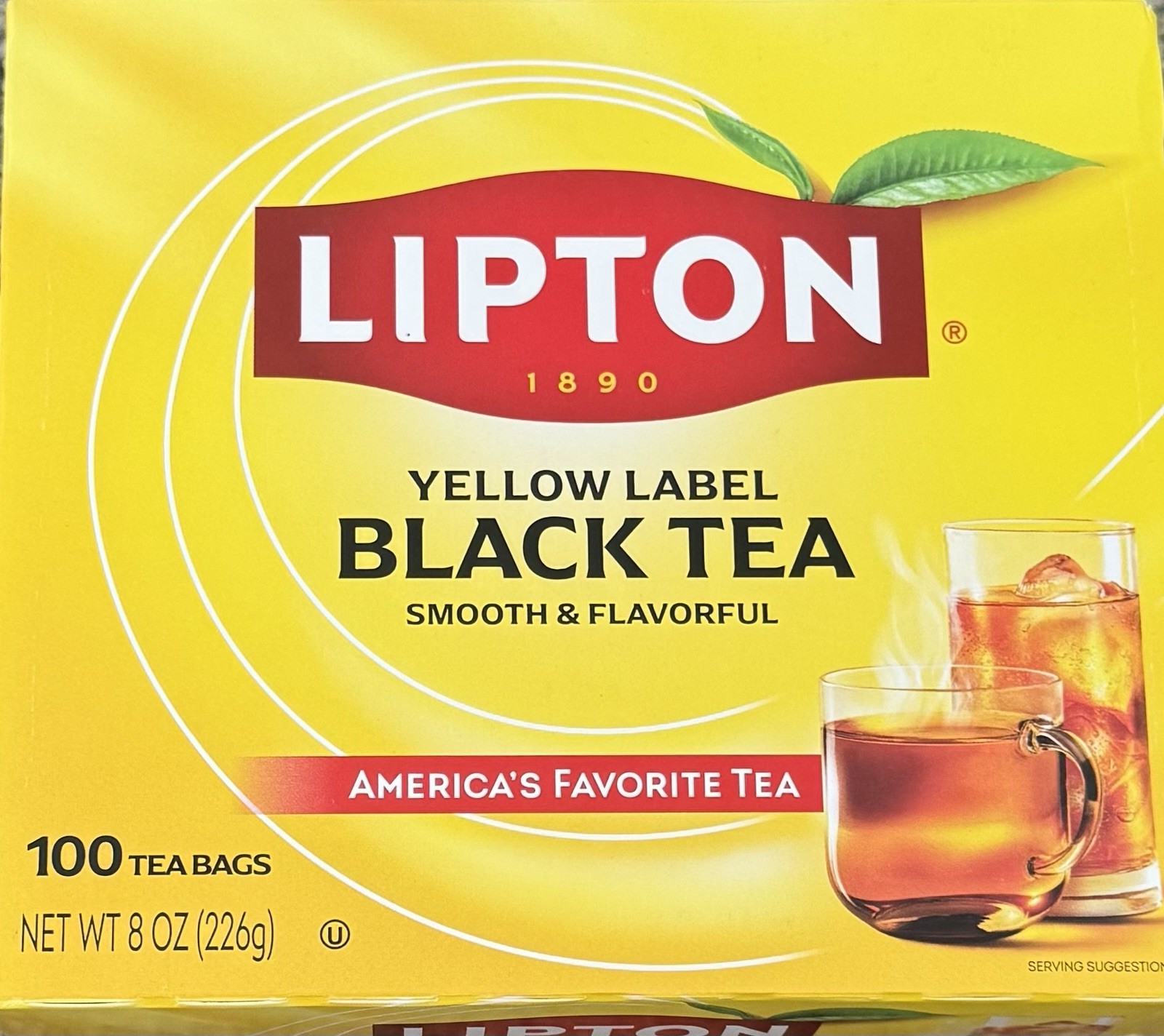 Lipton Yellow Label Black Tea & Infusion Bagged 8 oz 100 Tea Bags Pantry