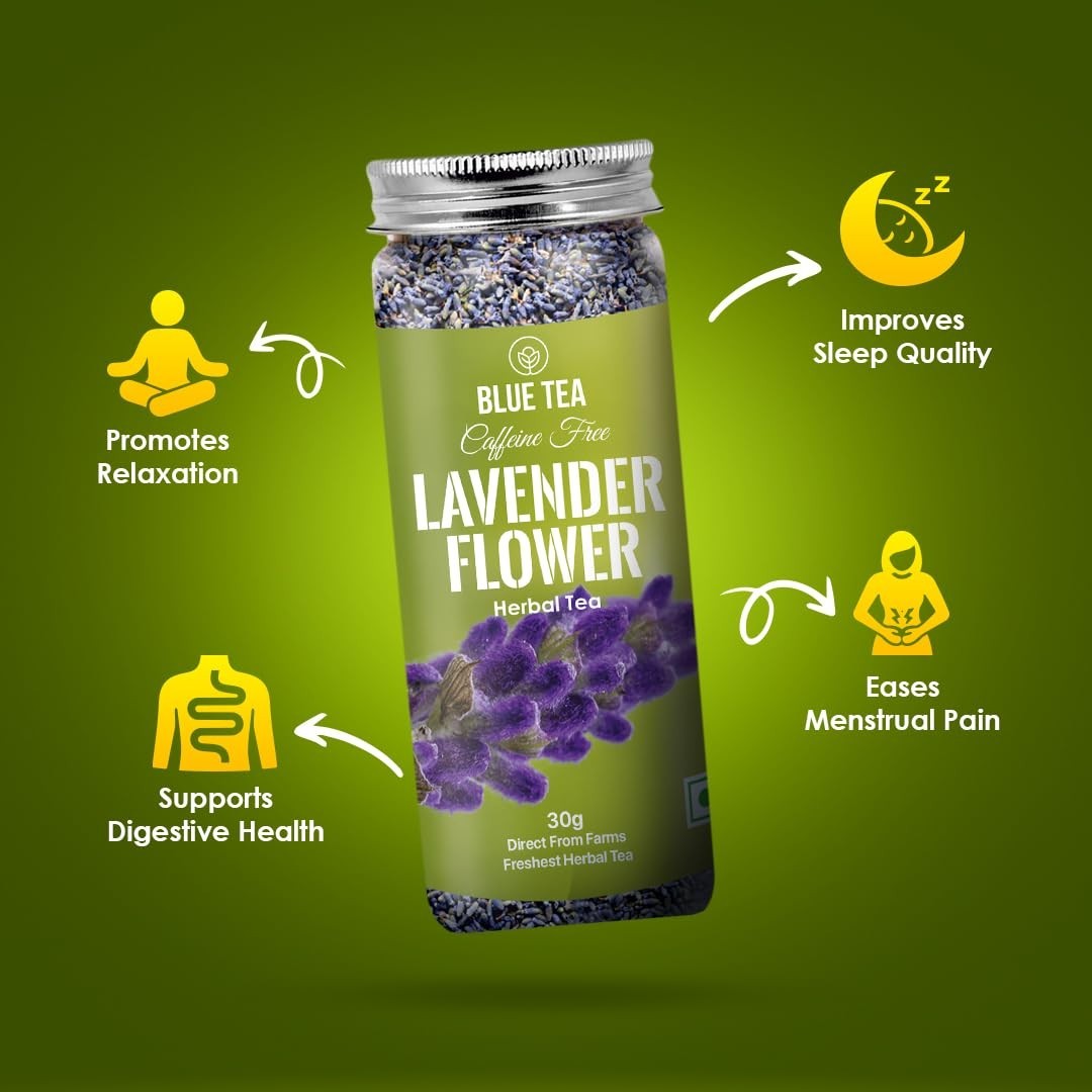 BLUE TEA Lavender Flower Tea 30g | Caffeine Free Herbal Flower Tea 30+ Cups FS