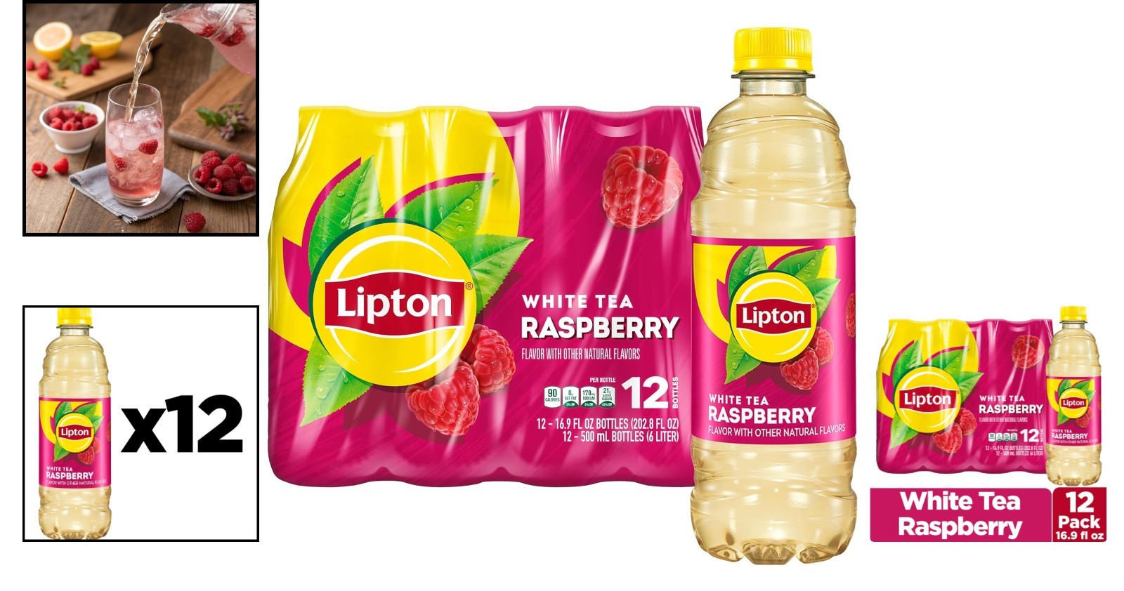12 Bottles of Raspberry White Iced Tea – Natural, Refreshing, and Allergen-Free