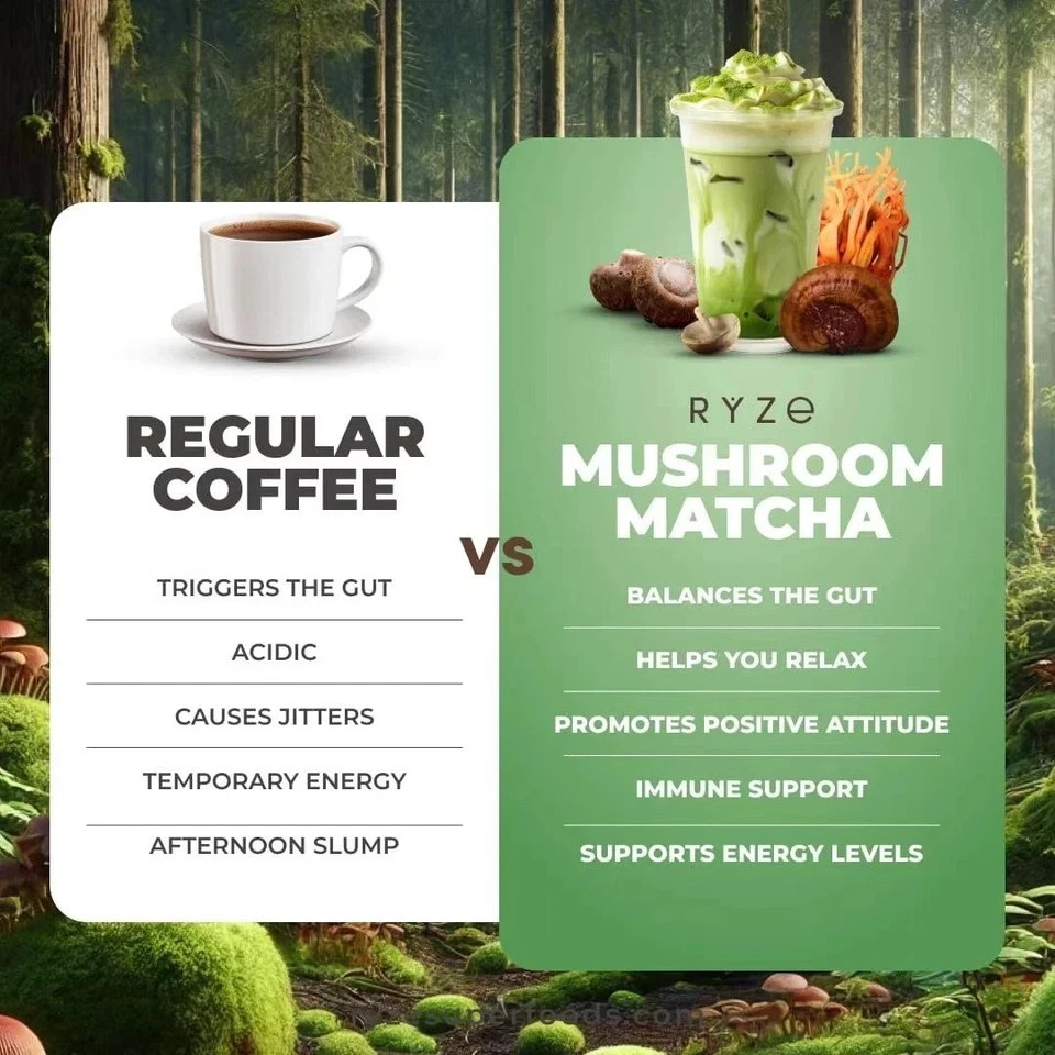 Ryze Matcha Green Tea Organic 30 Servings New Free Shipping