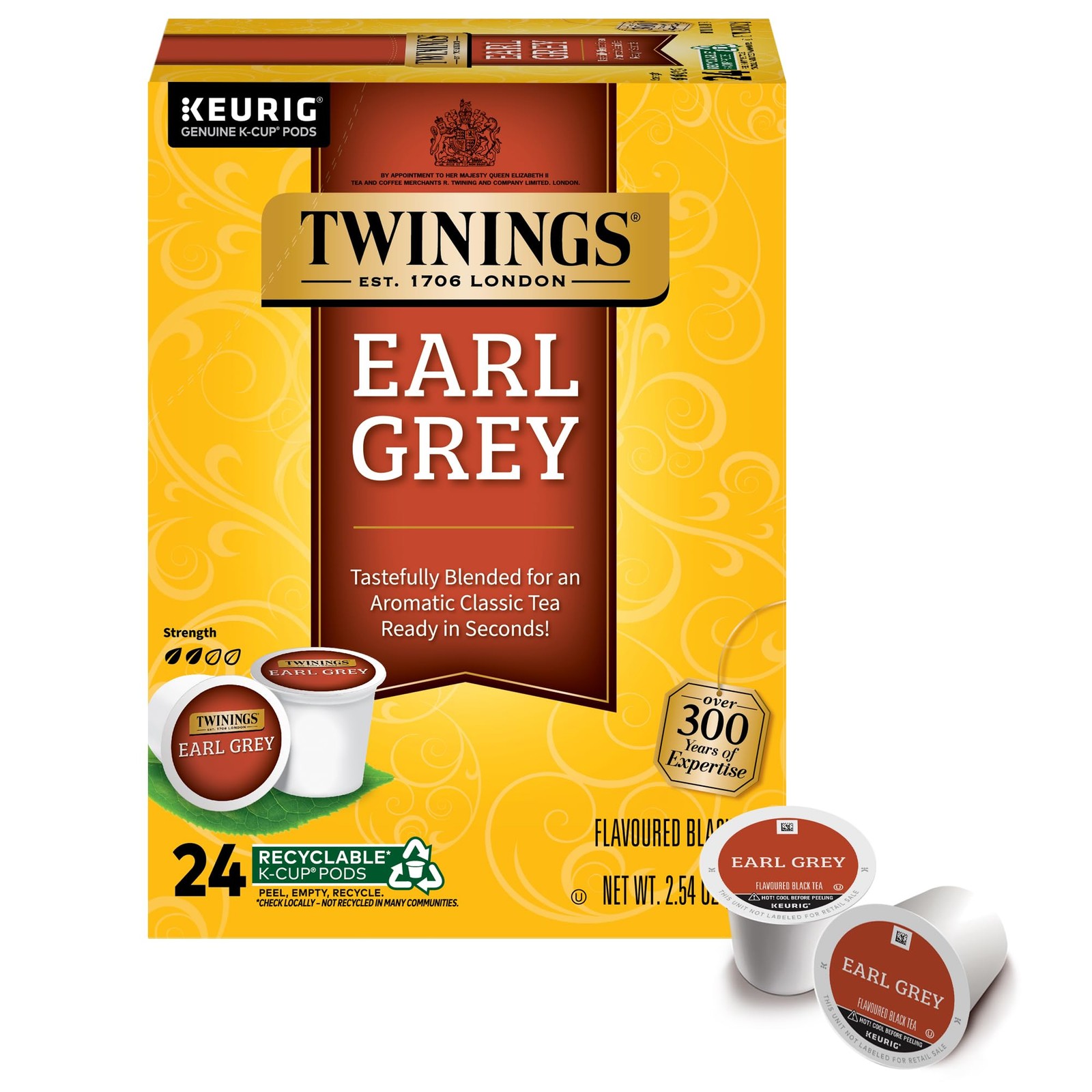 Twinings Earl Grey Black Tea K-Cup Pods for 24 Count (Pack of 1), Multi