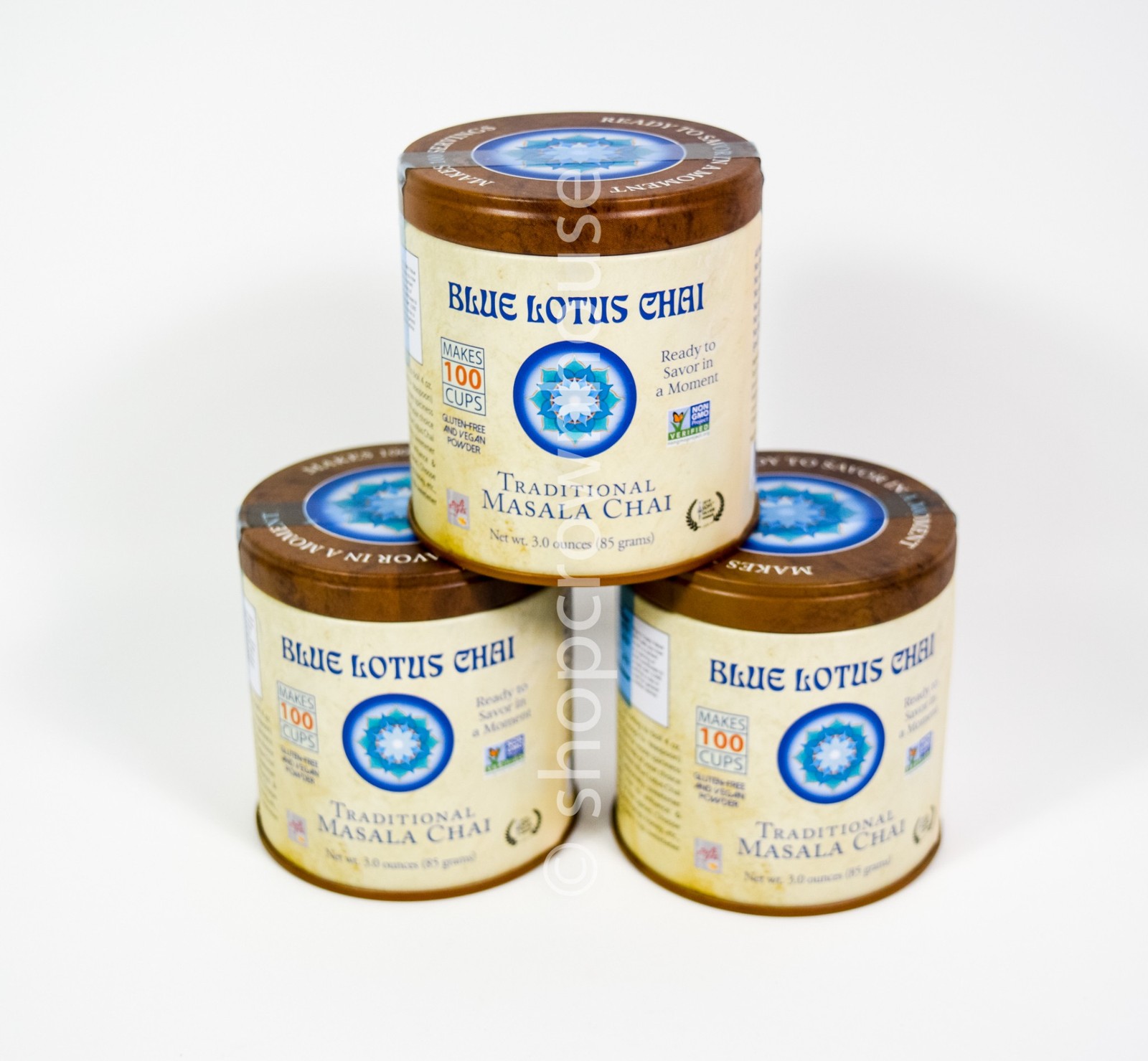 3 Blue Lotus Chai Tea Traditional Masala Makes 100 Cups 3oz canister 03/04/2027