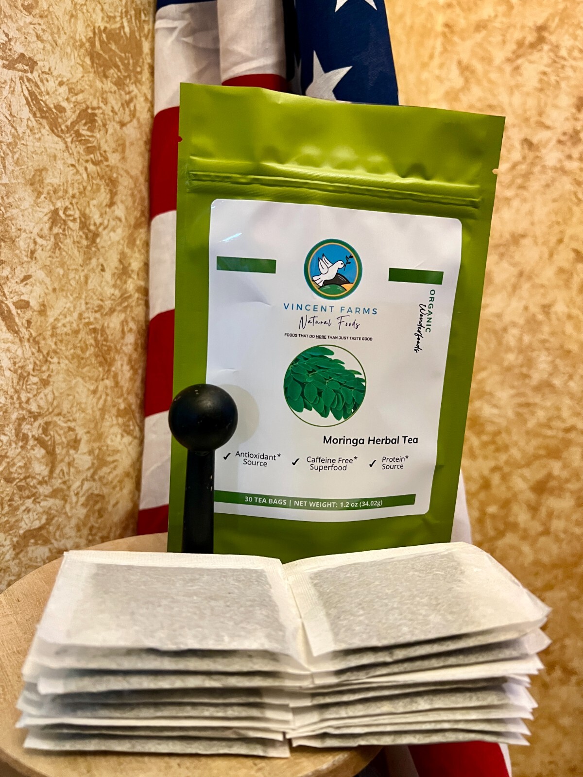 Moringa Herbal Tea (Te de Moringa) 30 Bags Energy Booster, Vitamins 100% Natural