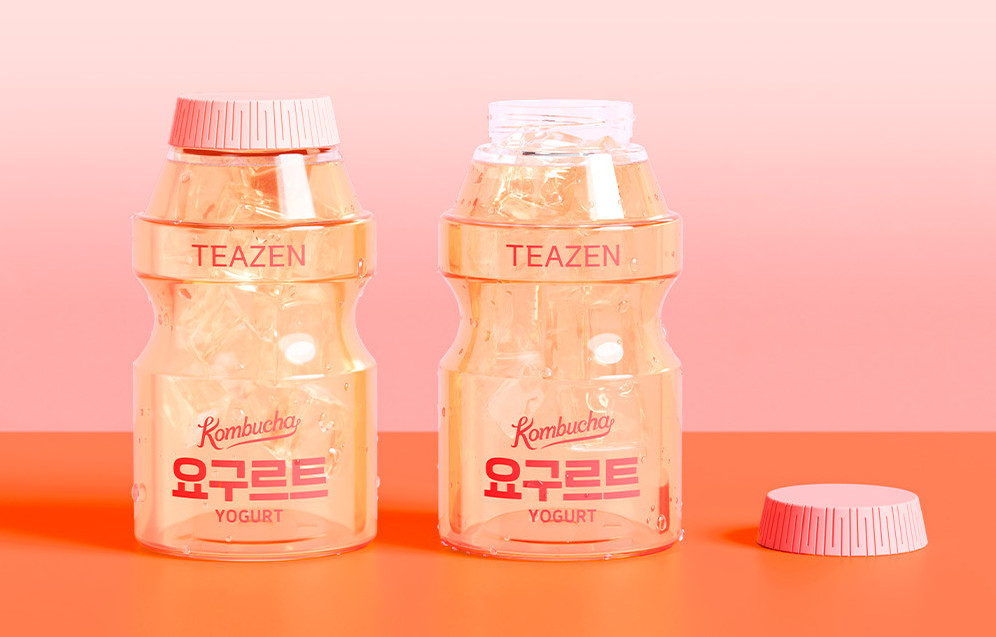 Teazen kombucha yogurt probiotic tea drink mix 30 sticks x2 with bottle K-food