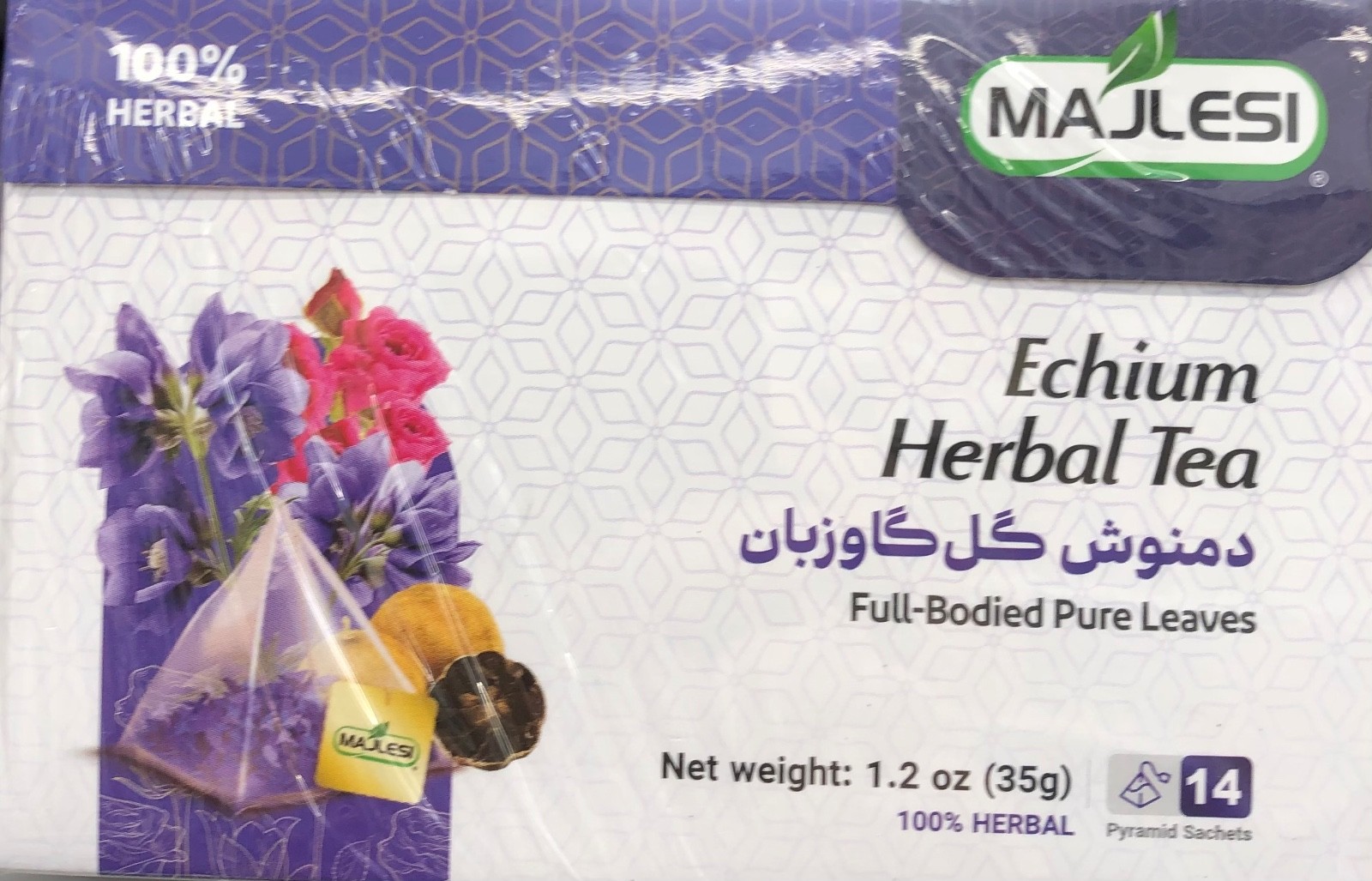 Majlesi Echium Herbal Tea 14-Count Full Body Pure Leaves 1.2 oz. (35 g)