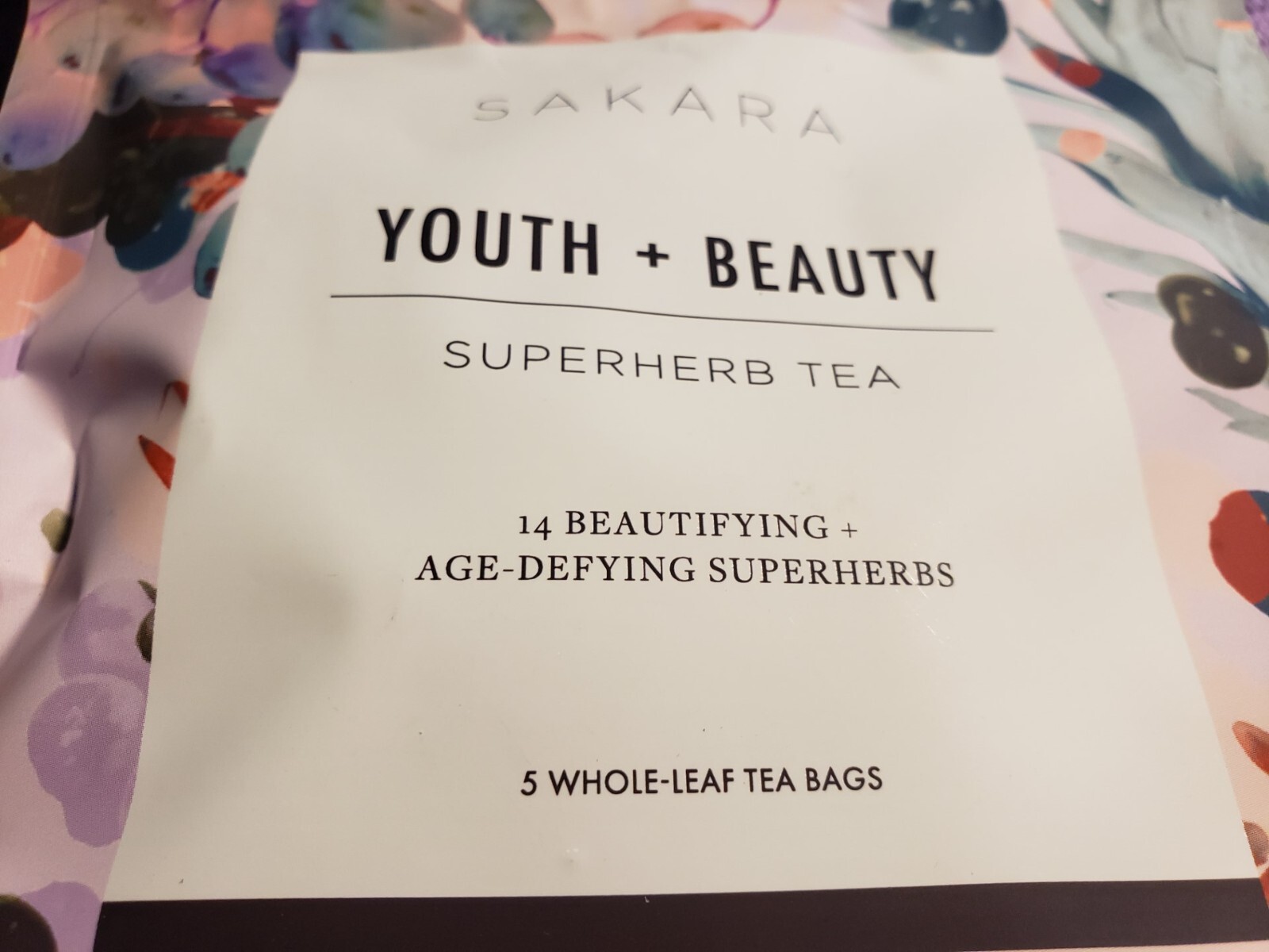 SAKARA YOUTH + BEAUTY SUPERHERB TEA – 5 Whole-Leaf Tea bags x 2 pack – Ex 5/2025