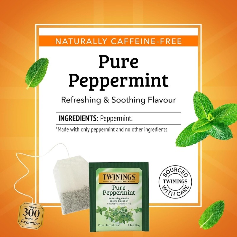 Peppermint Herbal Tea Bags Caffeine Free Refreshing Tisane 100 Count Sealed Bags
