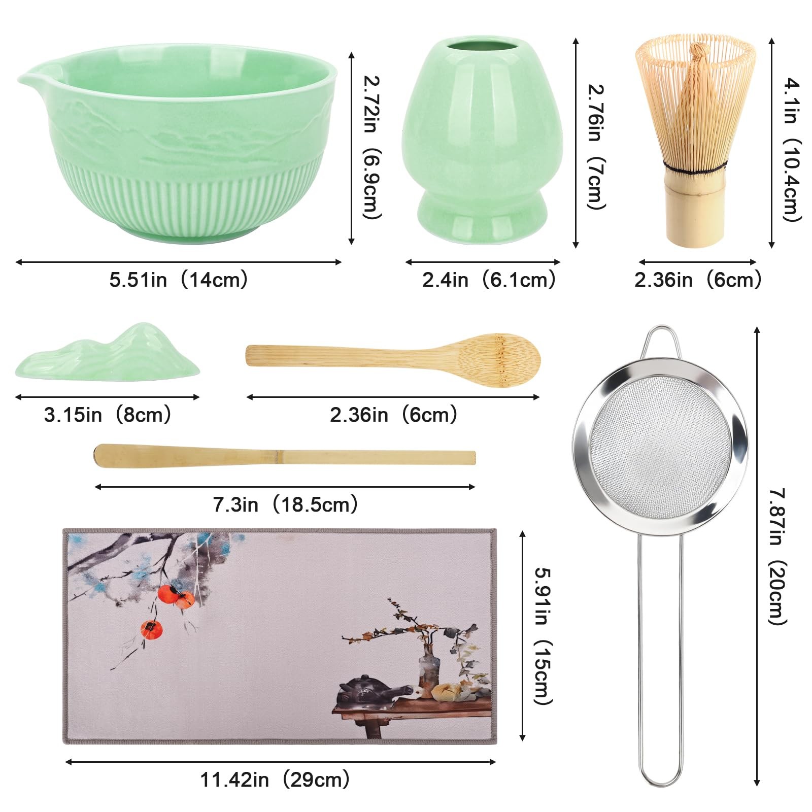 Matcha Whisk Set, 9Pcs Ceramic Macha Kit, Matcha Set Whisk and Bowl with Spou…