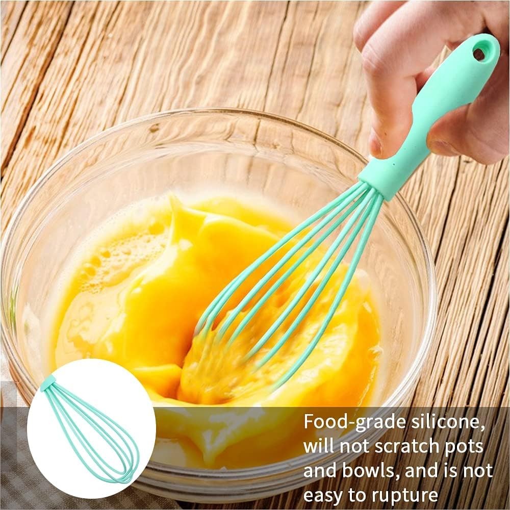 5 Pcs Silicone Mini Whisk – Stainless Steel Dough Whisk, Non Stick Multicolor
