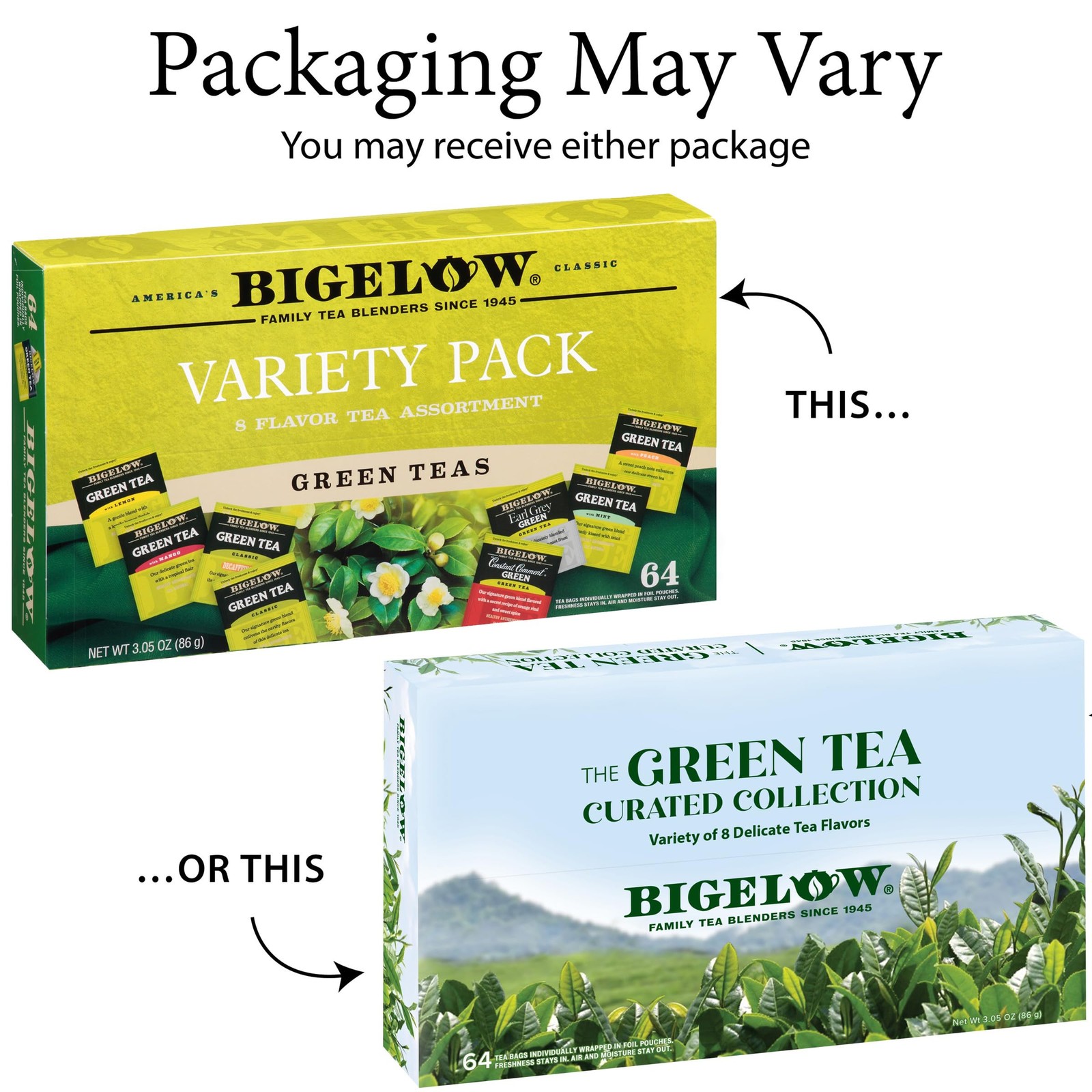 Bigelow Tea Green Tea Assortment, Individually Wrapped Tea Bags with Classic,…
