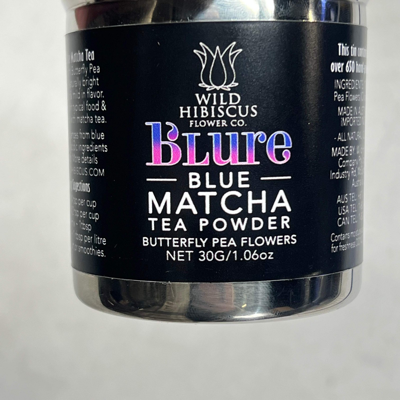 WILD HIBISCUS FLOWER Butterfly Pea Flower Blue Matcha Tea Powder 1.06oz BB 08/|2