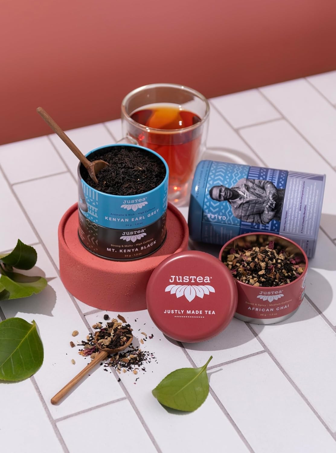 Black Tea Trio | Stacking Tins Variety Pack with Hand Carved Tea Spoon | Loose