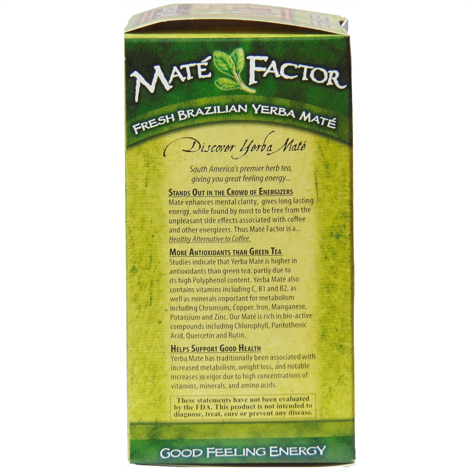 The Mate Factor Yerba Mate Energizing Herb Tea Bag, Organic Fresh Green, 24-C…