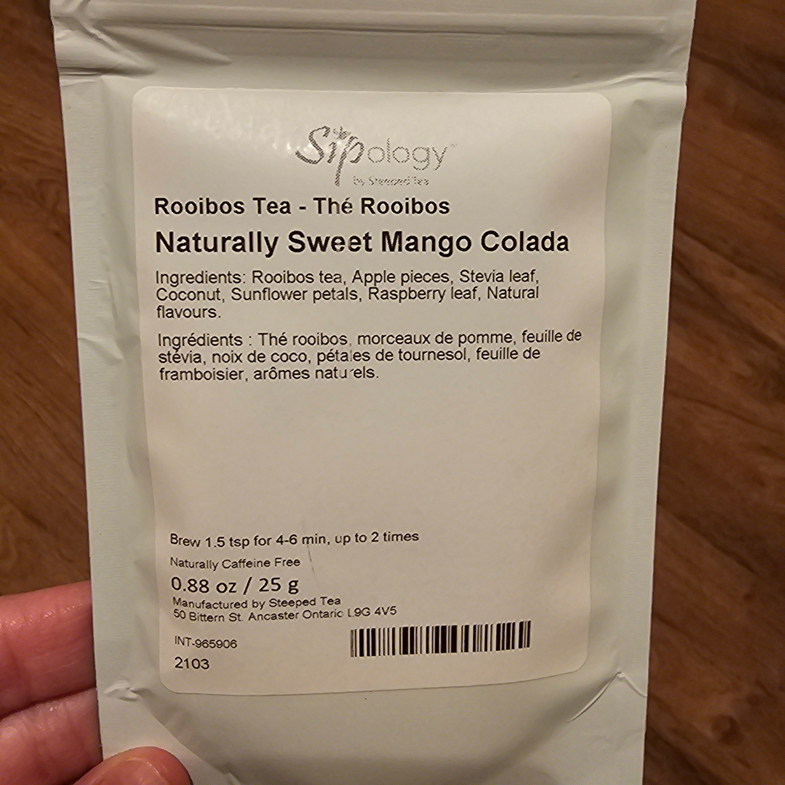 Sipology Steeped Tea Naturally Sweet Mango Colada Rooibos Tea 25g 0.88oz
