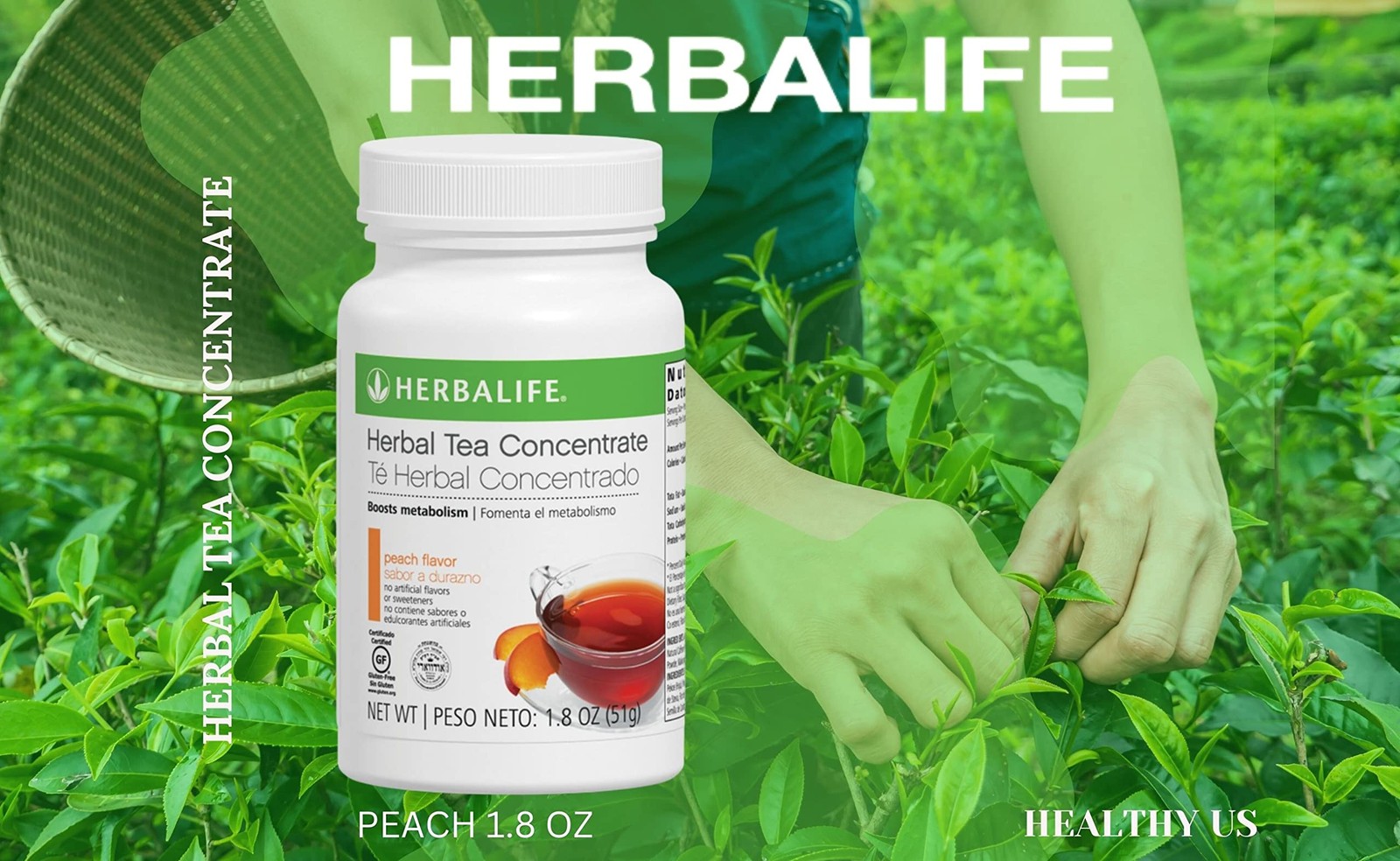 Herbalife Herbal Tea Concentrate Peach 1.8 Oz. 51g Gluten Free, Naturally Fla…
