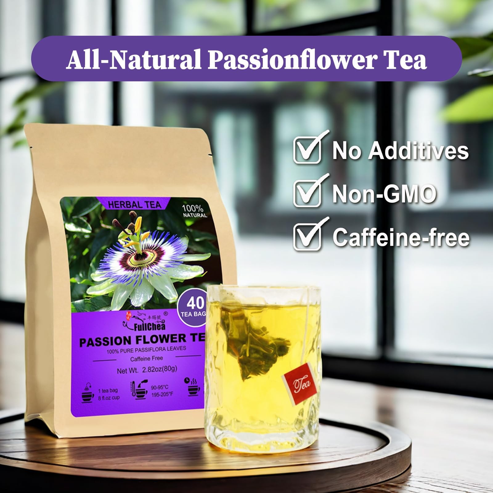 Passion Flower Tea bags, 40 Teabags Natural Passionflower Leaf Herbal Tea f…