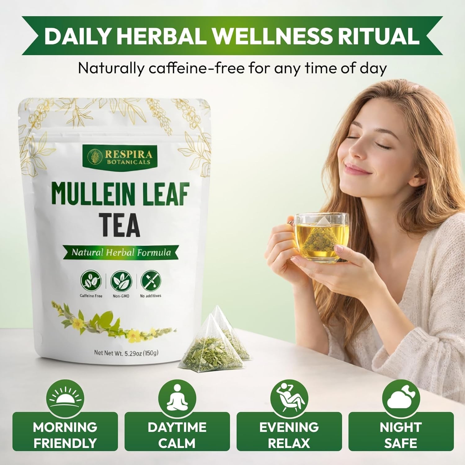 Respira Botanicals – Mullein Leaf Tea Bags for Lungs Cleanse and Respiratory Sup