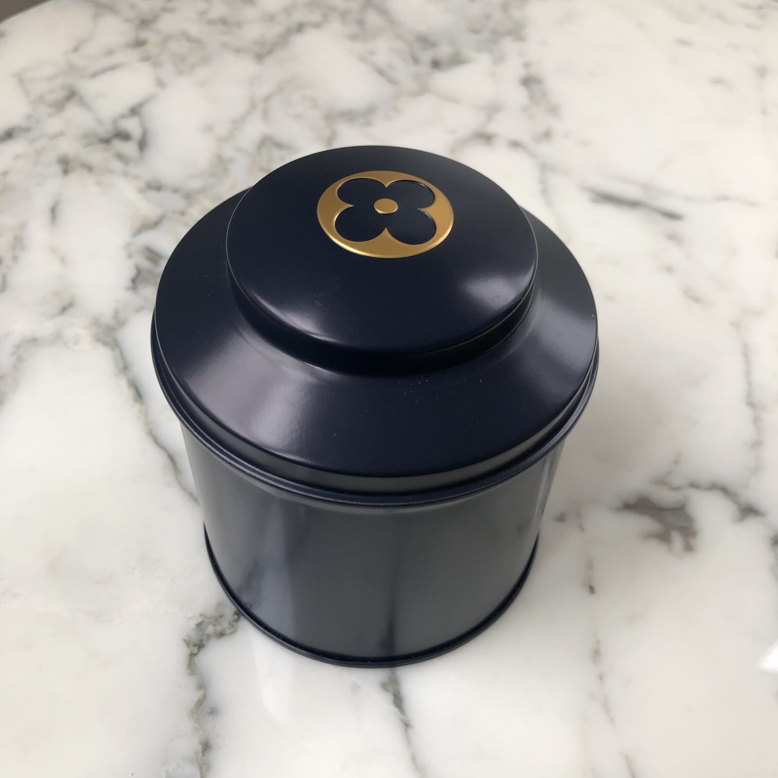 LOUIS VUITTON Monogram Flower LV Canister Tin Jar Box w/Tea Collectible NEW
